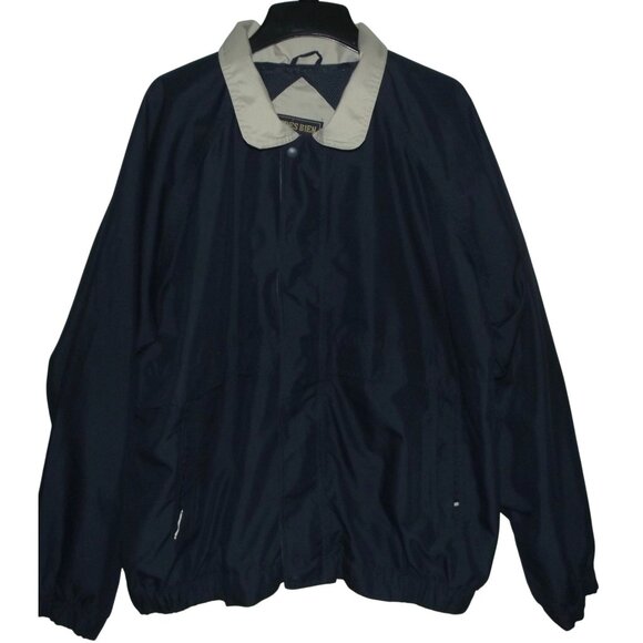 Tres Bien Jacket Mens XL Navy Blue Tan windbreaker golf zip classic bomber - Picture 1 of 13